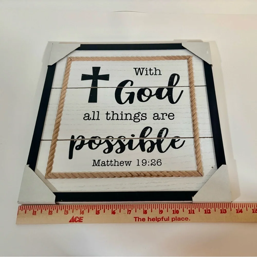 With God All Things Are Possible Wall Sign – Matthew 19:26 – 13.5” Square
